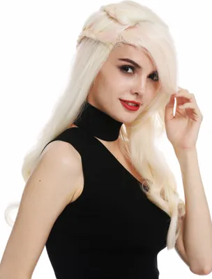 Produktbild von WIG ME UP Perrücke lang geflochten Platin Blond Rosa WL-5013TP-613FT2333