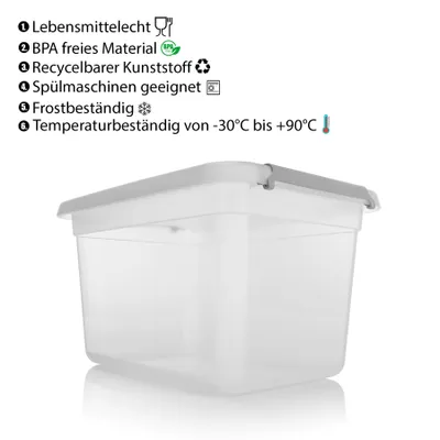 Produktbild von Thats Shopping GmbH Aufbewahrungsbox, transparent, PP-Kunststoff, 15 L, 38 cm B, 28 cm T, 23 cm H, stapelbar, robust, mit Deckel, BPA-frei, Klickverschluss, 3er Set