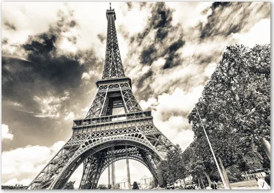 Produktbild von Tulup® Glas-Bild - 100 x 70 - Wandbild aus Glas - Wandkunst - Wandbild hinter gehärtetem Sicherheitsglas - Sehenswürdigkeiten & Architektur - Eiffelturm Paris - Schwarzweiß
