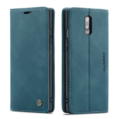 Immagine prodotto di Custodia OnePlus 7, Custodia retrò in Finto cuoio, tasche per carte, chiusura magnetica, custodia con funzione stand per OnePlus 7 Blu