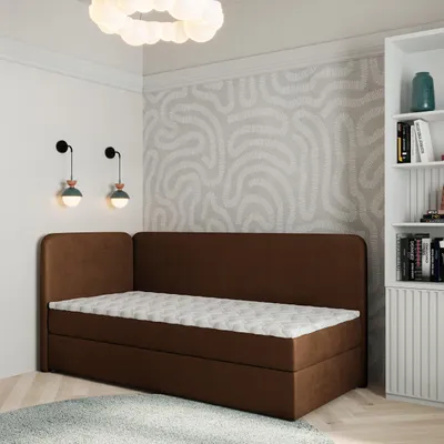 Produktbild von Masseno Boxspringbett GINA 80x200 cm Komplett-Set mit Bonell Matratze und Topper, Polsterbett mit Bettkästen -Braun, KRONOS 06