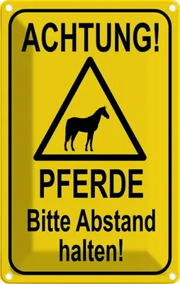 Produktbild von vianmo Blechschild 18x12 cm Achtung Pferde Abstand halten Warnschild Hinweisschild Sicherheit Vorsicht