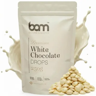 Produktbild von BAM Weiße Schokolade - Kuvertüre - Schokoladen Drops - 250 g