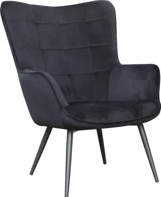 Produktbild von Sessel "UTA" aus Samt in schwarz. Abmessungen (BxHxT) 72x97x80 cm