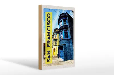 Produktbild von Holzschild Reise 20x30cm San Francisco Amerika Häuser