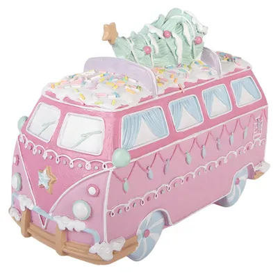 Produktbild von Clayre & Eef Nachbildungationsfigur Bus 26x13x19 cm Rosa Kunststoff