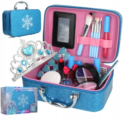 Productafbeelding van Kindermake-up set voor meisjes, afwasbaar, met make-upkoffer, geschikt voor rollenspellen