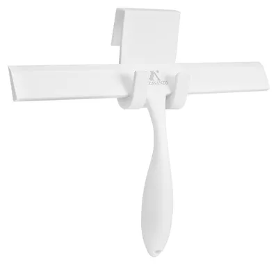 Obrázek produktu pro Silikonová stěrka na sprchový kout s háčkem, bílá, 28 cm