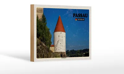 Produktbild von Holzschild Städte Passau Schaiblingsturm Architektur 18x12 cm