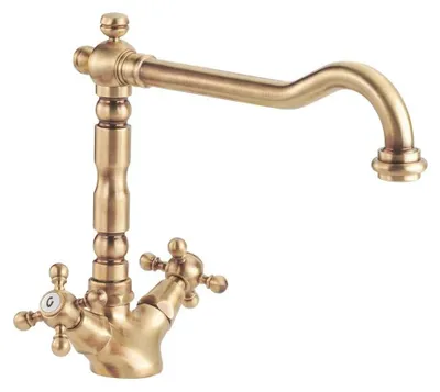 Obrázek produktu pro Nostalgická kuchyňská baterie V1910, mosaz, přírodní, patinovaná, 1208953525