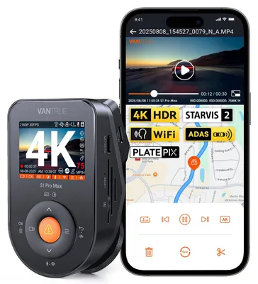Produktbild von Dashcam Frontkamera Autokamera - 4K UHD - Starvis 2 Sensor - Parkiermodus - WLAN und GPS - Nachtsicht