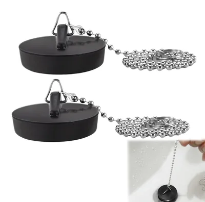 Produktbild von Abflussstopfen, Stöpsel, Badewannenstöpsel, Waschbeckenstöpsel, Badewannenstöpsel, Durchmesser 40 mm, Gummistöpsel mit 40 cm Stöpselkette, Waschbeckenverschluss, für Badewanne, Küche, Badezimmer