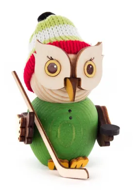 Produktbild von Drechslerei Kuhnert Erzgebirge Mini Eule 7 cm, Motiv:Eishockey