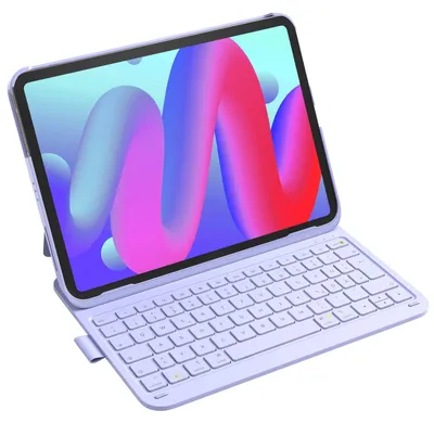 Image de Coque avec clavier pour iPad 11 (modèles A16, 10ème génération), ultra-légère (427g), compatible avec les iPad de 11 pouces, couleur violette