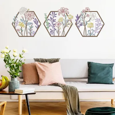 Immagine prodotto di Decorazione da parete in metallo, set di 3 fiori