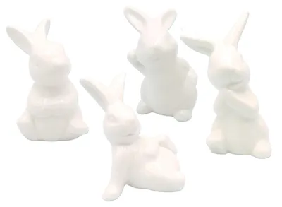 Produktbild von Logbuch-Verlag Porzellan Hase weiß 4er Set – Osterhasen Sortiert 6-7 cm – edle Osterdeko zum Hinstellen – Frühlingsfiguren