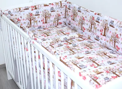 Produktbild von PRIMAWELA Nestchen 420 cm Bettumrandung Babybett Baby Kinder Nest Kopfumrandung 07. Waldfreunde