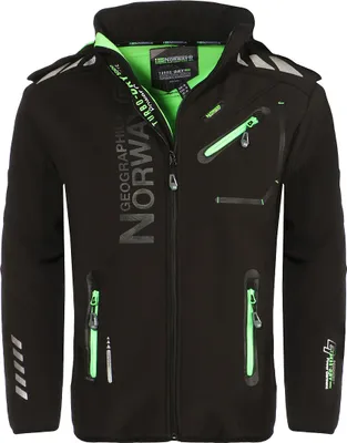 Produktbild von Geographical Norway Herren Softshell Übergangsjacke Model: G-River, Farbe: Schwarz/Grün, Größe M