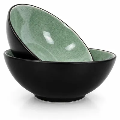 Keramik-Salatschüsseln, 2er-Set, Ø 20 cm, grün