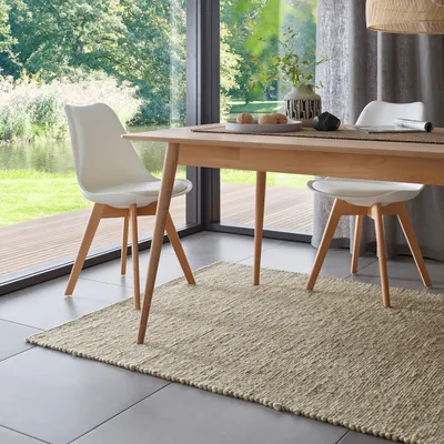Produktbild von Wollteppich Natur Handweb Teppich I Reine Schur-Wolle im Skandinavischen Design I Wohnzimmer Schlafzimmer Esszimmer Kinderzimer Büro |  Grau Beige