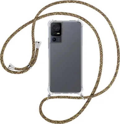 Produktbild von Handykette Backcover-Schutzhülle mit Band (Metall silberfarben) für TCL 40 SE (6.75'') - braun+beige