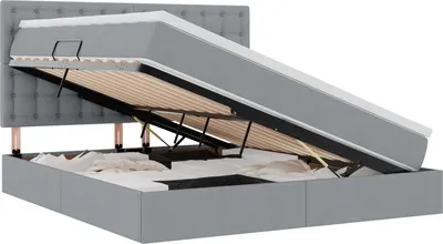 Produktbild von vidaXL Aufbewahrungsbett mit Matratze Hellgrau 160 x 200 cm Stoff