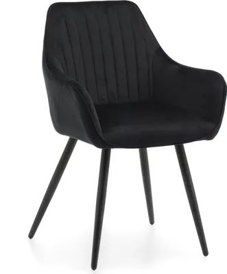 Produktbild von NEW HOME Stuhl PASSO gespolsterter Esszimmerstuhl Wohnzimmerstuhl mit Steppung - schwarz - moderne Samt Velours Möbel