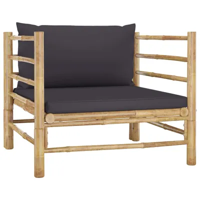 Image de vidaXL Canapé de jardin avec coussins gris foncé en bambou