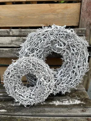 Produktbild von Vintage Bonsai-Kranz weiß 30 und 45 cm Durchmesser, Kranz Türkranz Wandkranz – Weiß / 30