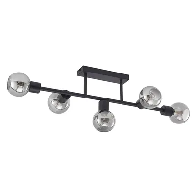 Produktbild von Lindby Deckenlampe Biscala, 5-flg., schwarz/rauch, E14