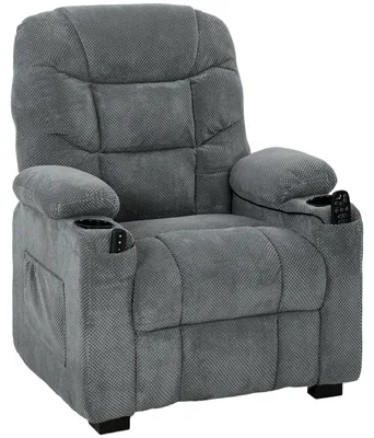 Imagen del producto de Sillón reclinable HOMCOM, sillón eléctrico para televisión con masaje y función de calor, color gris oscuro