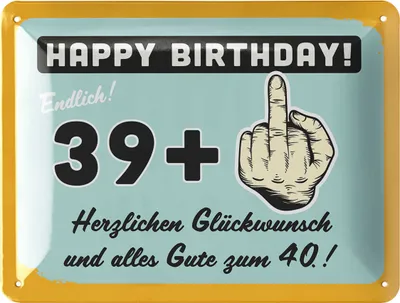 Produktbild von LANOLU Blechschild Schild 40 Geburtstag, Schild 40 Jahre, Geschenke für den 40 Geburtstag Mann, lustiges Schild 40 Geburtstag 15x20cm
