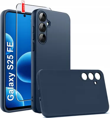 Zdjęcie produktu dla Etui Granatowe Matowe Silikon Slim do Samsung S25 FE + SZKŁO 9H