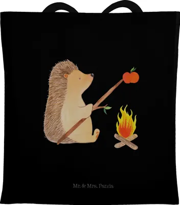 Produktbild von Mr. & Mrs. Panda Schultasche Igel Grillen - Schwarz - Geschenk, Lustige Sprüche, Jutebeutel, Stoffbeutel, Arbeitslos, Sinn Des Lebens, Tasche, Uni, Tote Bag, Spruch