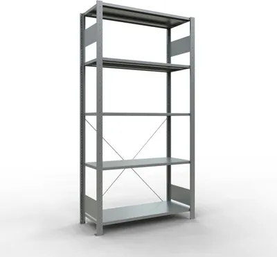 Produktbild von Schulte Fachbodenregal MULTIplus150 Stecksystem | Grundregal | HxBxT 200x100x40cm | 5 Ebenen | Fachlast 150kg | Verzinkt