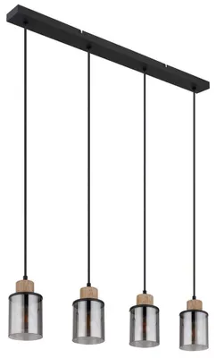Produktbild von Pendelleuchte, Metall, Schwarz-matt, Rauchglas, L 78 cm