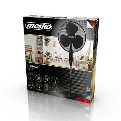 Obrázok produktu pre Mesko Home MS 7311, Domáci lopatkový ventilátor, Biela, Podlaha, 40 cm, 90°, Tlačidlá