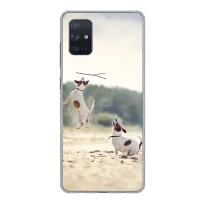 Produktbild von MuchoWow® Handyhülle Schutzhülle Hülle für Samsung Galaxy A71 Hund - Zweig - Sand Silikon Softcase Handy Hülle - Kartenbesitzer