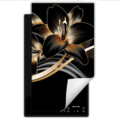 Image de DarHaus Plaque de recouvrement pour cuisinière 1 pièce 30x52 cm Tapis antidérapant Enroulable, noir - Orchidée