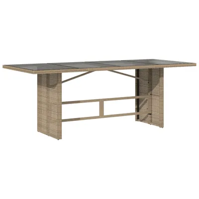Produktbild von Gartentisch mit Glasplatte Beige 190x80x74 cm Poly Rattan