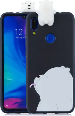 Produktbild von Für Redmi NOTE 7 3D niedlich gefärbte Tier TPU Anti-Kratz rutschfeste Schutzhülle Zurück Fall schwarz