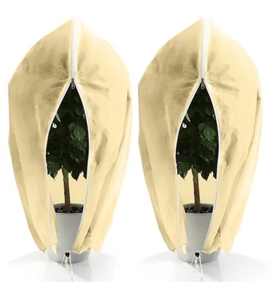 Produktbild von Winterschutz Pflanzenhülle Schutzhaube Frostschutz - 80 x 100 cm - Beige - Mit Reißverschluss - Für Pflanzen im Winter