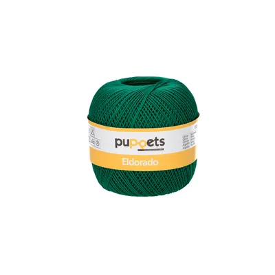 Produktbild von Puppets Eldorado Stärke 10 4574010-06332 dunkelgrün Häkelgarn, 100 % Baumwolle