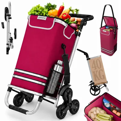 Produktbild von 24MOVE® Einkaufstrolley ALEGRE 3in1 Trolley faltbarer Einkaufswagen mit Kühlfach, rot