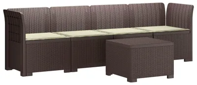 Image de vidaXL : Canapé de jardin pour 4 personnes avec coussins, imitation rotin, en polypropylène, couleur marron