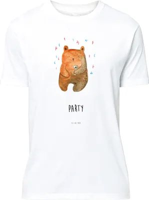 Produktbild von Mr. & Mrs. Panda Tshirt Bär Party - Weiß - Geschenk, Geburtstag, Shirt, Lustig, Gute Laune, oberteil, T-Shirt, Jersey-Shirt, S, Teddy, Feiern