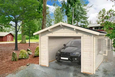 Produktbild von Einzelgarage Palmako Roger 19,0 m² ohne Tor 360 x 550 cm tauchgrundiert braun