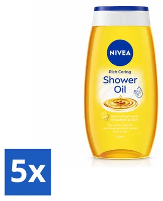 Imagen del producto de 5 unidades de NIVEA Natural, aceite de ducha - 200 ml - Paquete económico - 5 piezas