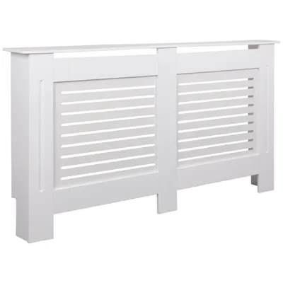 Produktbild von Design Heizkörperverkleidung WL5.746 Weiß Matt Lackiert 152x83x19 cm, Heizungsverkleidung Groß Heizungsabdeckung, Heizkörperabdeckung Holz Lamellen, Heizung Heizkörper Abdeckung Schutz