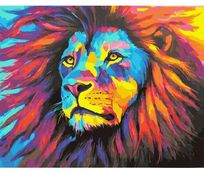 Produktbild von Malen nach Zahlen Leinwand König der bunten Löwen 40 x 50 cm ohne Rahmen